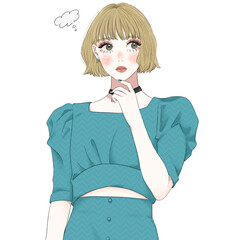 考え事をする女性