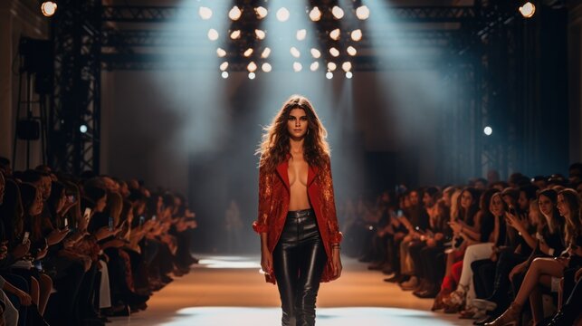 Model walking on the catwalk