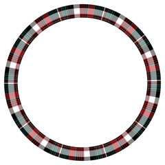 Round frame  vintage pattern design template. Circle border designs plaid fabric texture. Scottish tartan background for collage art, gif card, handmade crafts.