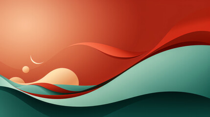 Simplicity in Color: Minimalist Red and Green Vector - obrazy, fototapety, plakaty