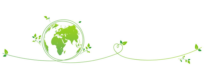 Green banner design for World environment day, Sustainability development, Ecology, Eco friendly, Vector illustration