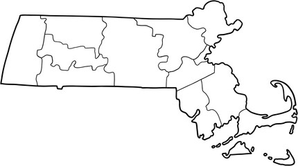 doodle freehand drawing of massachusetts state map.