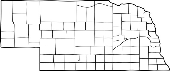 doodle freehand drawing of nebraska state map.