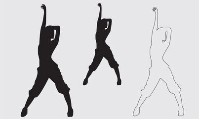  Female hip hop dancer vector silhouette on white background
