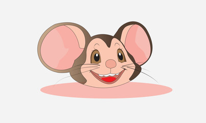 Cute cartoon mouse on a gray background eps
