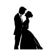 silhouette of bride and groom