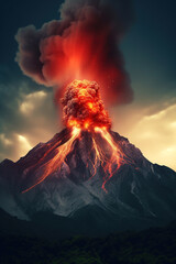 View of a volcanic eruption
