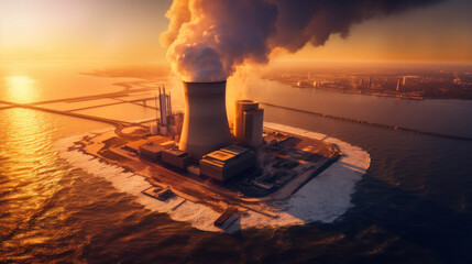 Aerial view of Nuclear power plant.