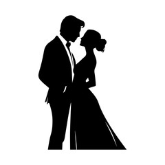 silhouette of bride and groom