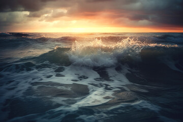 Obraz premium Waves at sunset