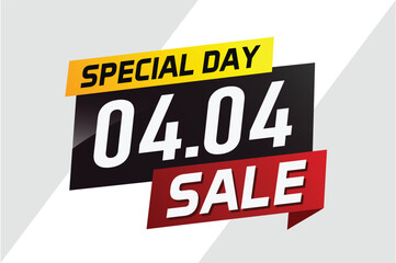 4.4 Special day sale word concept vector illustration with ribbon and 3d style for use landing page, template, ui, web, mobile app, poster, banner, flyer, background, gift card, coupon