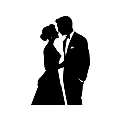 silhouette of bride and groom