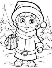 Printable Christmas coloring book with gifts