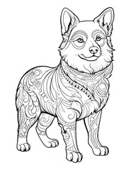 Coloring page for adults cute mandala dog