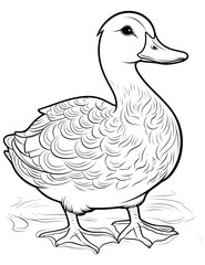 Cute minimalistic vector line art of a goose for coloring book page