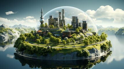 Urban Marvels: Captivating Cityscapes Along Rivers, Lakes & Skyline - A Symphony of Architecture & Panoramic Views at Night, generative AI