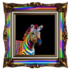 Holographic frame with a picture of a giraffe in holographic rainbow colors. Generative AI