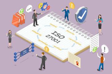 3D Isometric Flat Vector Illustration of ISO27001, ISMS, Information Security Management System