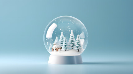 New Year's snow globe on a plain background