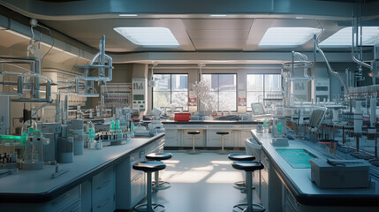 Modern laboratory. Interior of modern research laboratory. Science and technology theme.