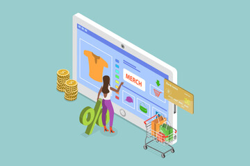 3D Isometric Flat Vector Illustration of Individual Merch, Products with Your Logo