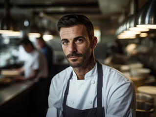Fototapeta premium Male Chef in Restaurant Kitchen
