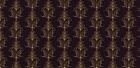 Vector seamless damask pattern design. Ornamental repetitive design for wallpapers, wedding invitations, curtains, upholstery, bedding, packaging.