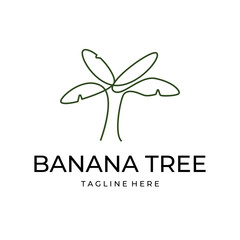 banana tree logo line art vector simple illustration template icon graphic design