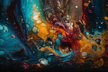 Abstract background of oil paint mixing in water. Colorful abstract background