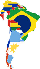 drawing of south america flag map.