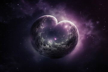 Naklejka na ściany i meble 3D rendering of the heart in space against the background of stars.