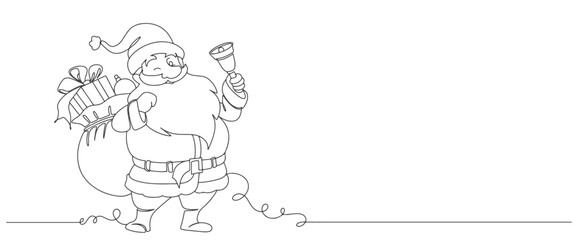 Santa claus line art style vector illustration