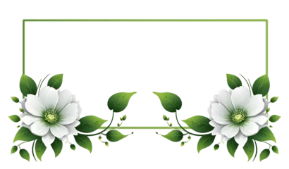 Fotobehang green flower frame design on transparent background © Nisit