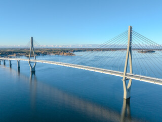 Raippaluoto, Finland -  bridge of Finland at Raippaluoto captured with drone