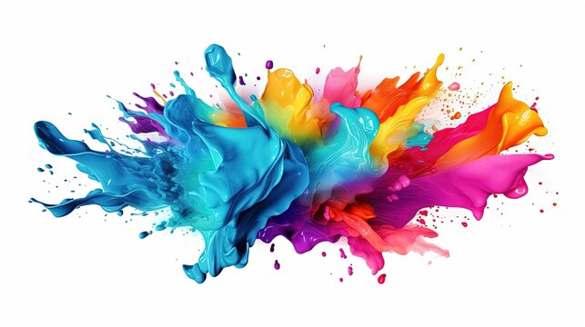 Colorful Paint Splash Isolated on the White Background
