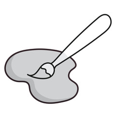 An icon of a paint brush with pallete, representing art, creativity, design, expression, color, and palette.