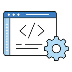 Fototapeta premium Icon depicting a webpage with programming lines and tags, illustrating web development, coding, and HTML source code.