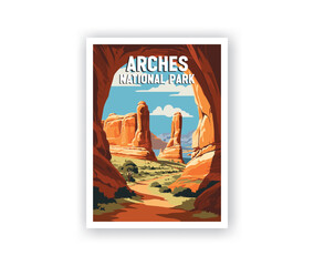 Arches National Parks Illustration Art.