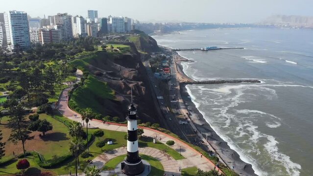 Aerial shots of the city of Lima, Peru, its beaches and landscapes.