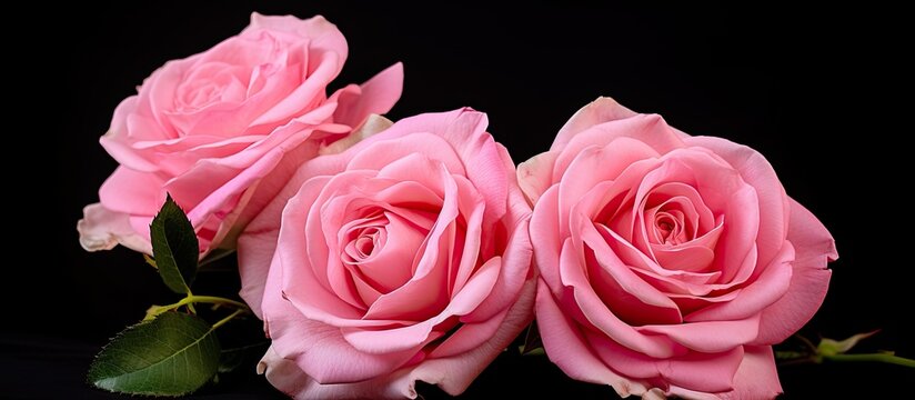 A close up image of a Floribunda flower showcases the beautiful pink roses