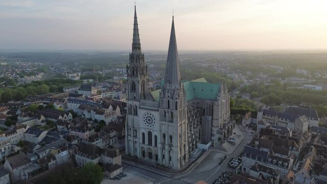 drone video Notre-Dame Cathedral, Cathédrale Notre-Dame Chartres france europe