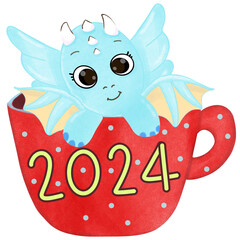 Blue dragon In a coffee mug