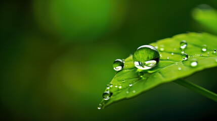 water drops on green leaf