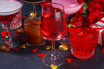 Valentine day cocktail bar background
