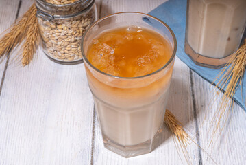 Iced barley orzo latte coffee
