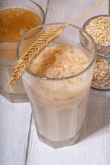 Iced barley orzo latte coffee