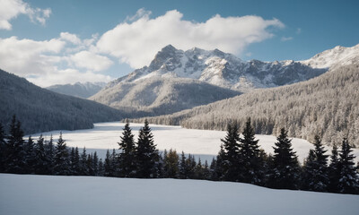 冬の雪山　背景素材