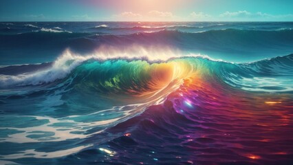Rainbow waves - obrazy, fototapety, plakaty
