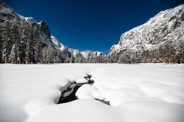 Yosemite National Park Covered in Snow During Winter