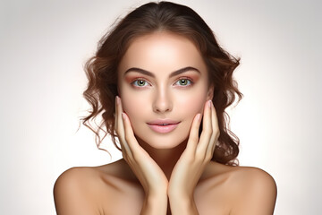 Radiant Beauty and Skin Care Smiling Woman with Healthy Facial Skin and Natural Makeup in Closeup Portrait. created with Generative AI